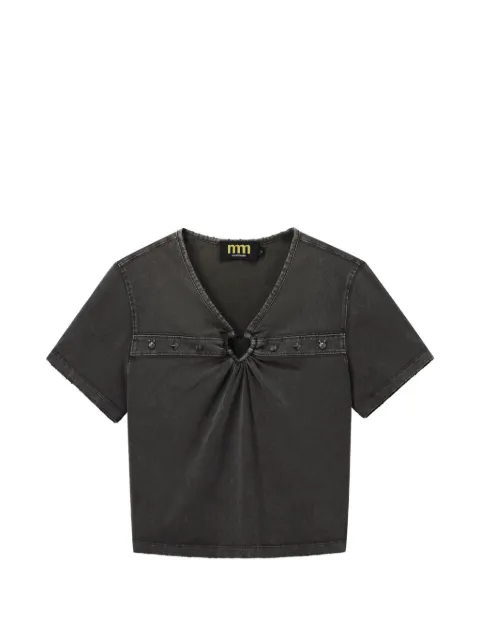Mini Cream stud-embellished heart-ring cotton T-shirt Grey 6UM648A