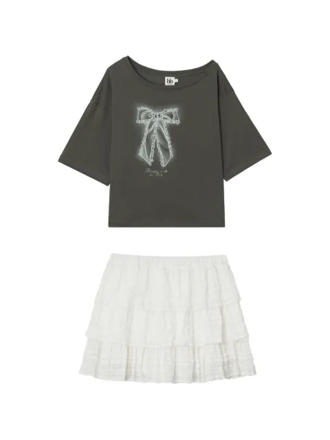 b+ab bow-print ruffled set Grey 6U662AS
