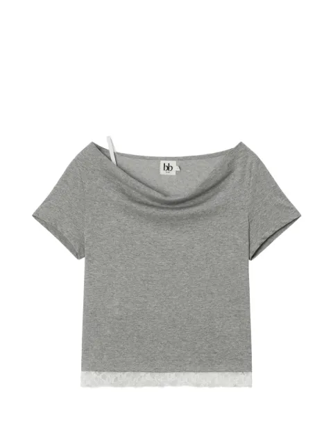 b+ab lace-trim cowl-neck T-shirt Grey 6U666AS
