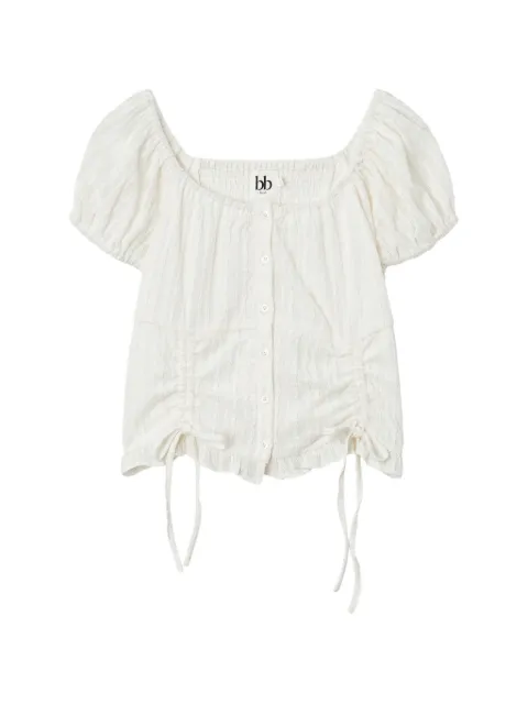 b+ab ruched-detail ruffled blouse White 6U669AS