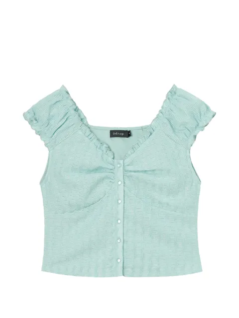 tout a coup ruffled-trim ruched top Green M637AU6