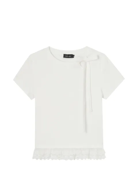 tout a coup lace-trim tie-neck T-shirt White M635AU6
