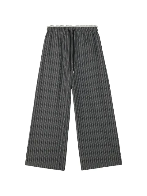 tout a coup vertical-stripe drawstring trousers Grey M140BU6