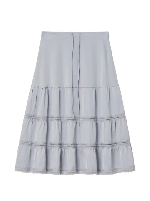b+ab lace-trim tiered midi skirt Blue 6U196AS