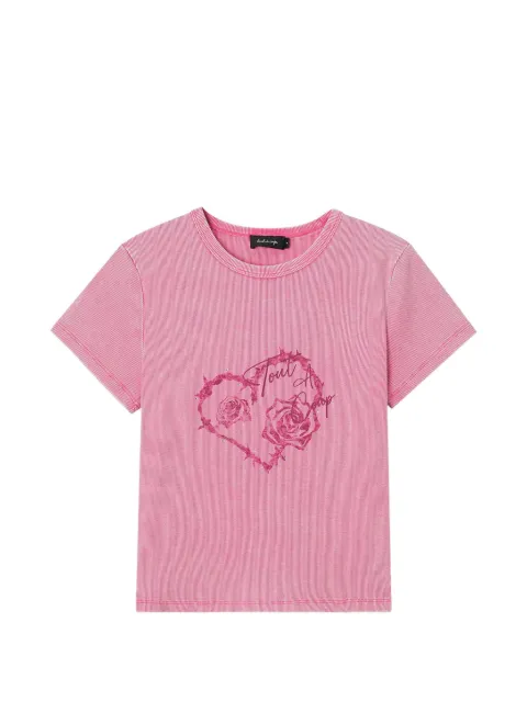 tout a coup heart-print ribbed T-shirt Pink M643AU6