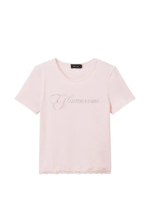 tout a coup rhinestone-embellished lace-trim T-shirt Pink M644AU6