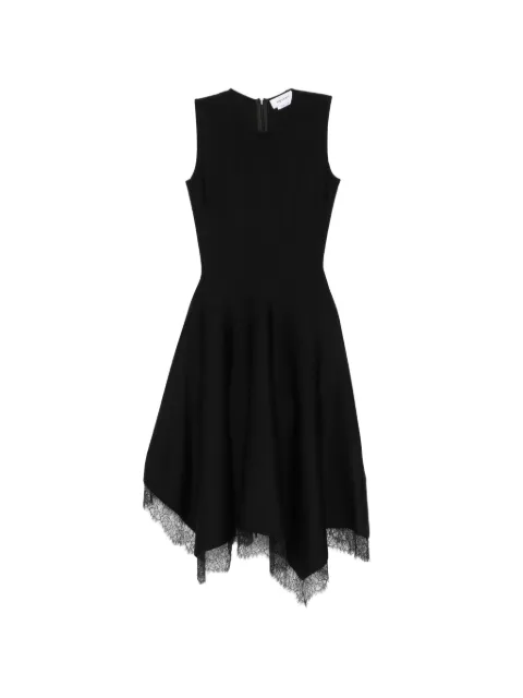 Alexander McQueen lace-trim asymmetric dress Black 876691Q1BH7