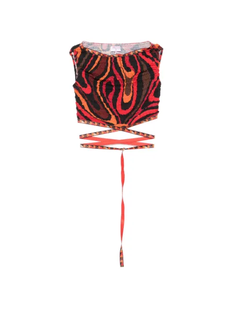 PUCCI Marmo-print shibori laced top Red 6HJM316H768