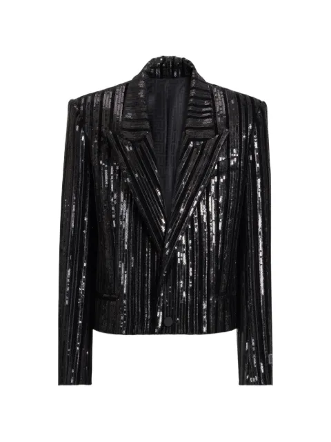 Balmain cropped sequin velvet jacket Black HH1SC520XM04