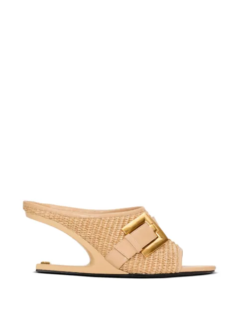 Balmain Anthem No Wedge mules in smooth leather and raffia Neutrals HN1UR271TRFA
