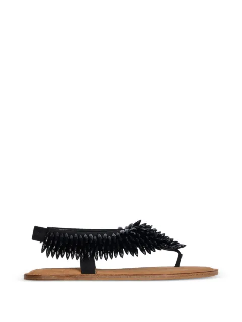 Balmain flat sandals in suede and beads Black GN0UH242ARBD