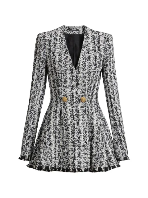 Balmain two-tone flared tweed dress Black HF1R9463XM15