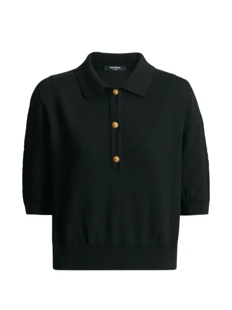 Balmain knitted 3-button polo Black HF1GB040KJ99