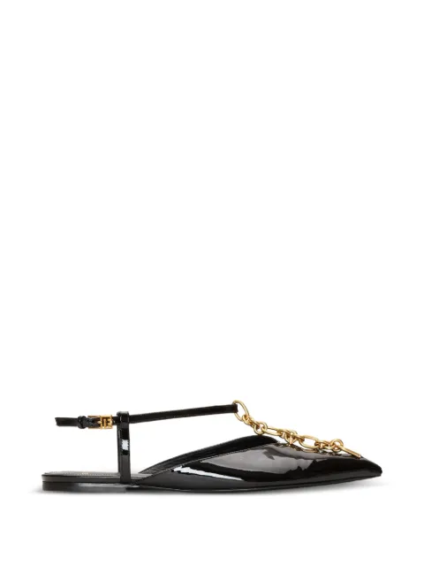 Balmain Sync chain sandals in patent leather Black HN1UF278LPAT