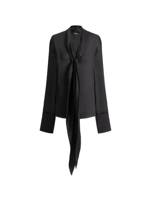 Balmain silk shirt with tie collar Black HF1HS490SB04