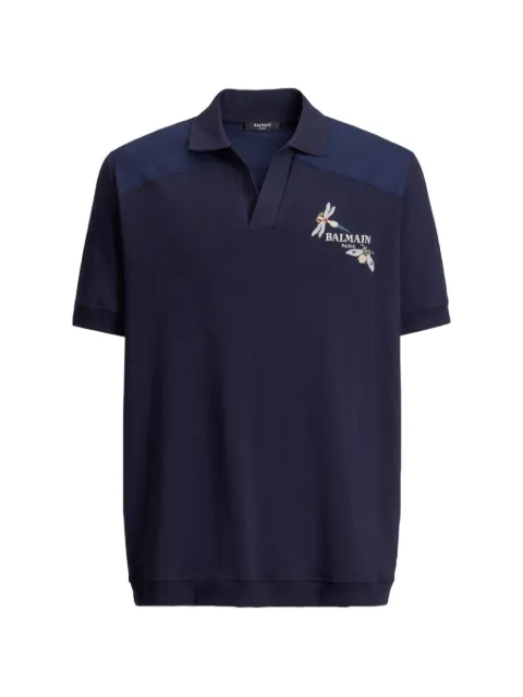 Balmain embroidered Balmain Insect polo Blue HH1GC060BD77