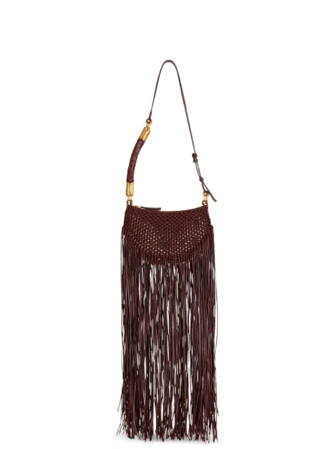 Balmain fringed Ébène mini bag in woven leather Brown GN0BS059LSXF