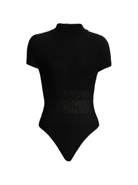 Balmain ribbed knit bodysuit Black HF1BC060KK06