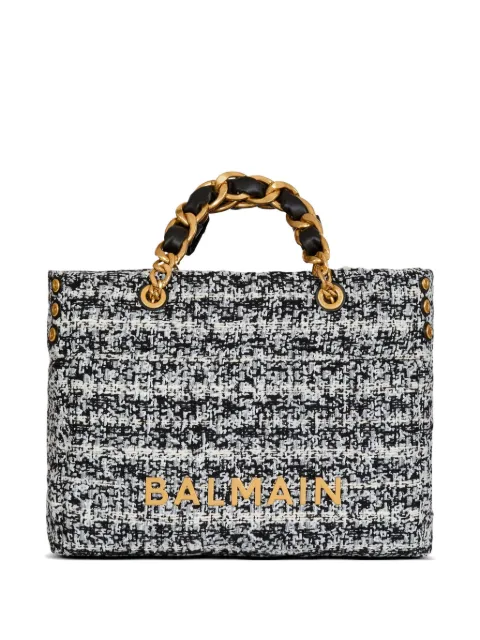 Balmain 1945 soft tweed tote bag Black HN1FF827TWEE