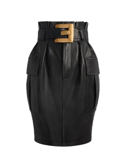 Balmain belted lambskin skirt Black HF1LCB16LE35