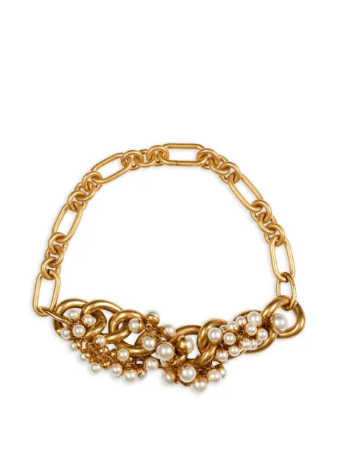 Balmain Sync necklace in brass and pearls Gold HN1XA646MPLT