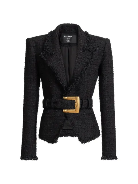 Balmain belted tweed jacket Black HF1SI636XM07