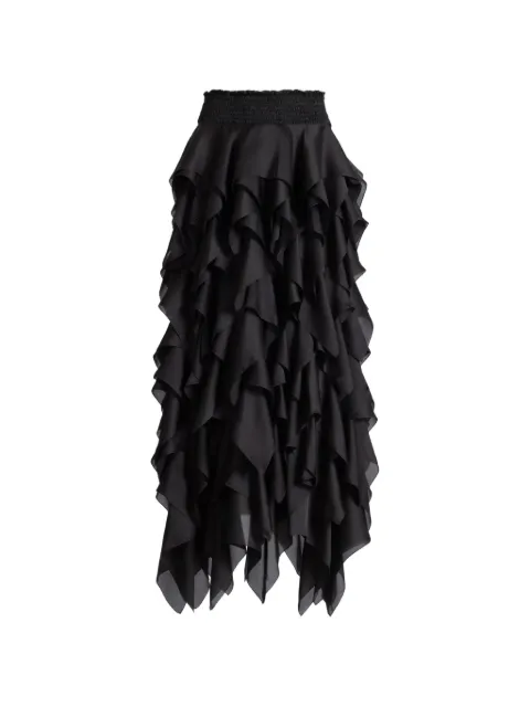 Balmain long ruffled skirt Black HF1LE725SB03