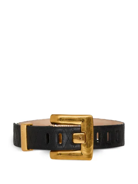 Balmain Anthem smooth leather belt Black HN1WJ192LSS4
