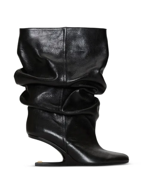 Balmain No Wedge textured leather ankle boots Black HN1TA263LSDX
