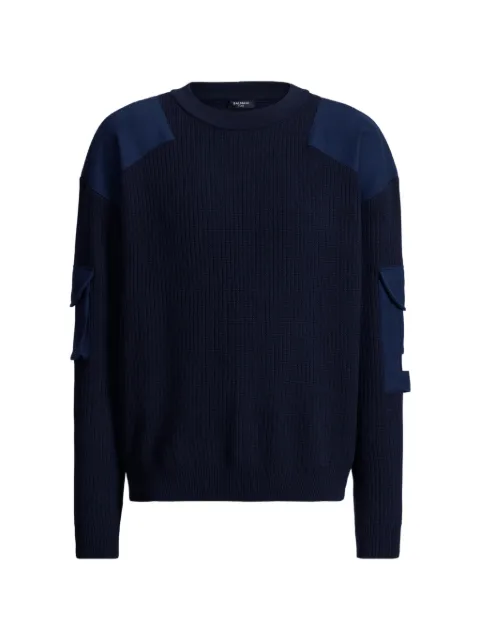 Balmain wool Balmain Vintage utility jumper Blue HH1KD200KK33