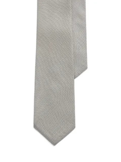 Ralph Lauren Purple Label geometric-print cashmere-silk tie Grey 791P17410350