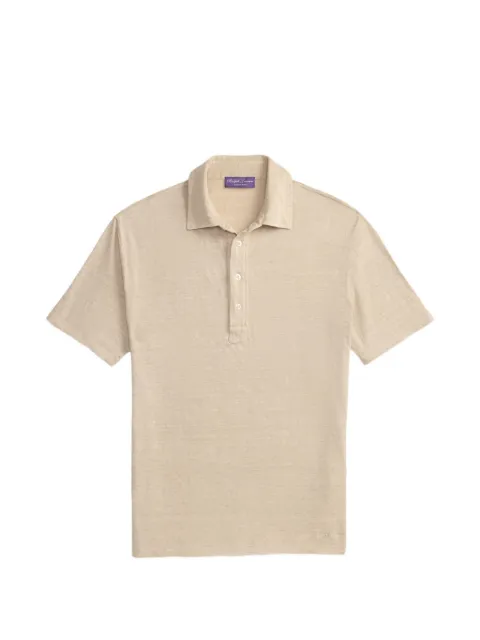 Ralph Lauren Purple Label embroidered linen polo shirt Neutrals 790P10995005