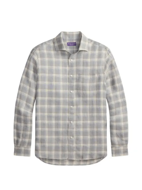 Ralph Lauren Purple Label plaid twill shirt Grey 790P17403