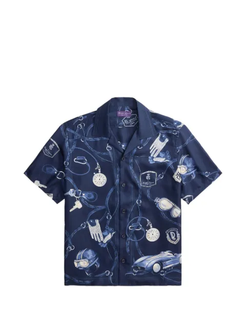 Ralph Lauren Purple Label printed silk shirt Blue 790P17405