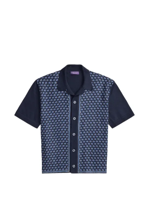 Ralph Lauren Purple Label geometric-print short-sleeve cardigan Blue 790P17380