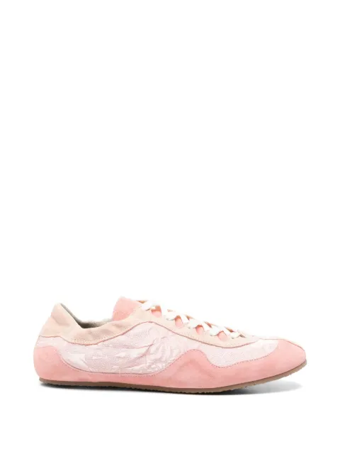 Cecilie Bahnsen Blaise Windflower-embroidered suede sneakers Pink 226FTW30002