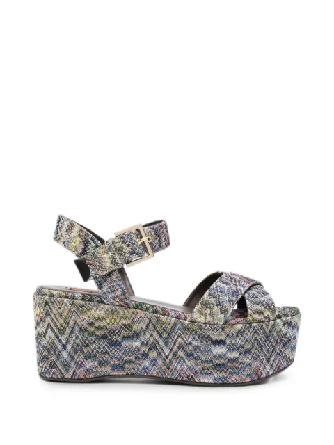 Missoni zigzag-knit platform sandals Blue MWF033141