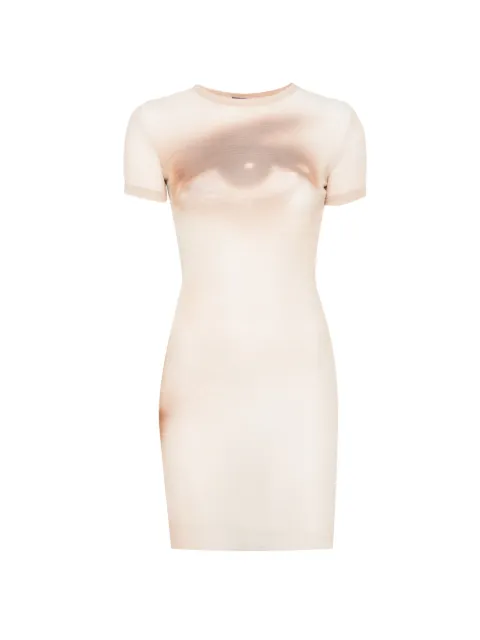 Jean Paul Gaultier short-sleeve crew neck mini dress Neutrals 2604WDR194M032P