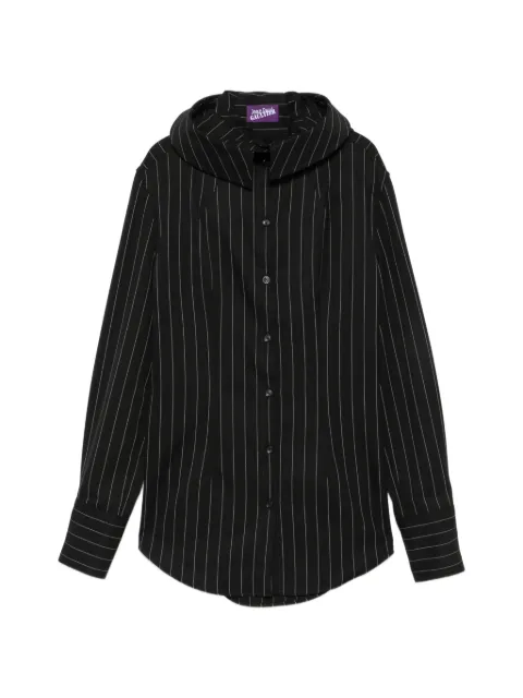 Jean Paul Gaultier pinstripe-pattern hooded shirt Black 2604WST093C074