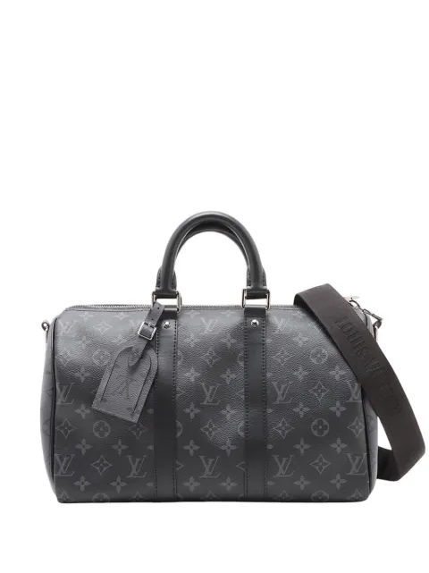 Louis Vuitton Pre-Owned 2021-2026 Monogram Eclipse Keepall Bandouliere 35 satchel Black VK1Z9MSWTS68EU2M