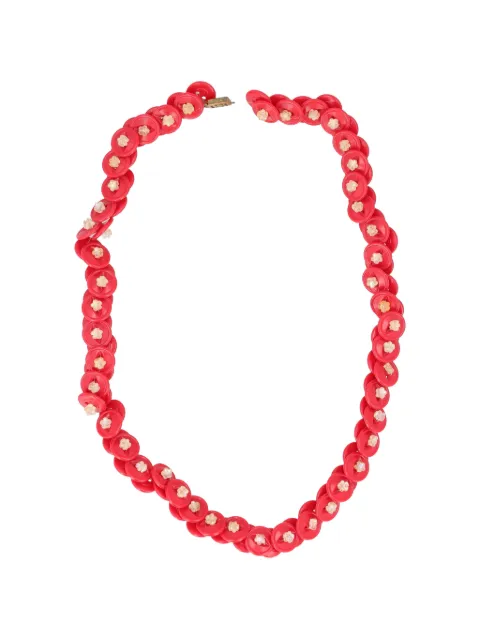 Vintage floral-detail beaded necklace Red W13426123