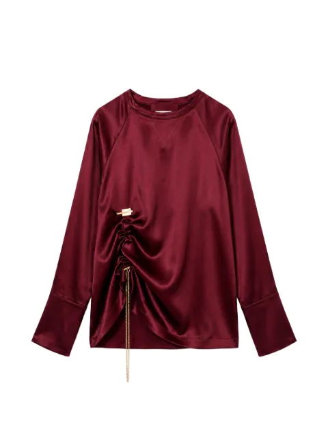 Danamé satin-finish ruched blouse and trousers set Red 725FW7702A