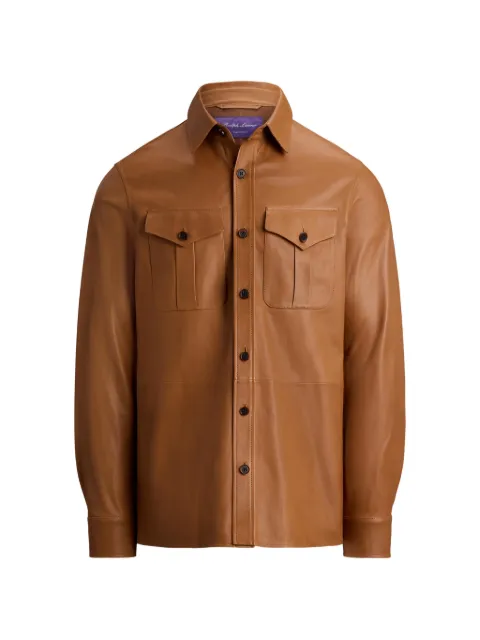 Ralph Lauren Purple Label Purple Label cargo-pocket leather overshirt Brown 790P17582