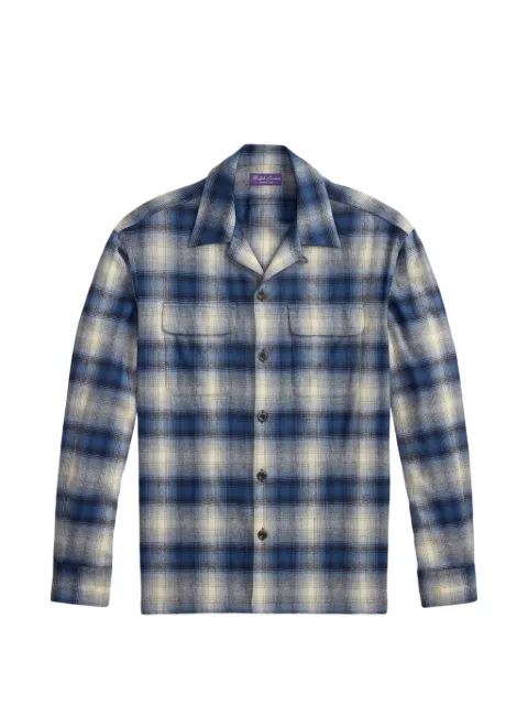 Ralph Lauren Purple Label plaid-print camp-collar shirt Blue 790P17395
