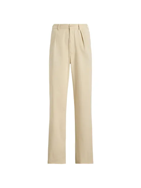 Ralph Lauren Purple Label pleated-front suede-trimmed trousers Neutrals 798P17776