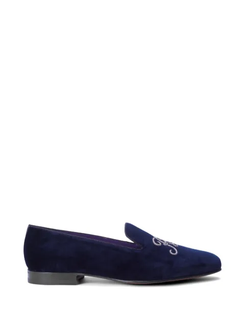 Ralph Lauren Purple Label Alonzo bullion-embroidered velvet loafers Blue 801932308