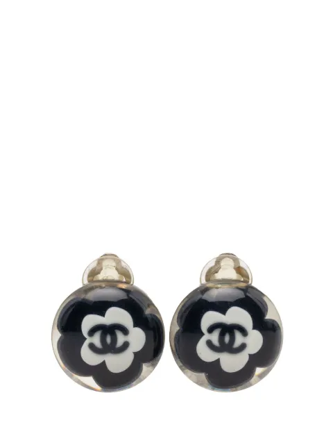CHANEL Pre-Owned 2004 CC Resin Flower Clip On Earrings costume earrings Black WOUO9TDI12RQY3K6