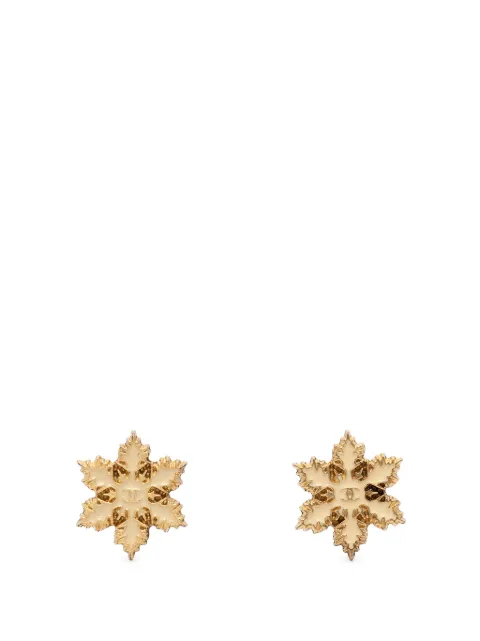CHANEL Pre-Owned 2001 CC Gold Plated Enamel Snowflake Push Back Earrings costume earrings Gold UJIQ4V637AIF0O58