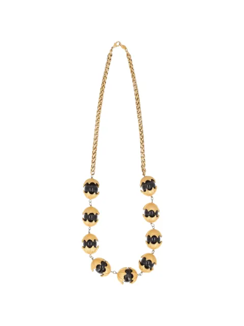 Vintage 1970s-1980s beaded curb-chain necklace Gold W13426127