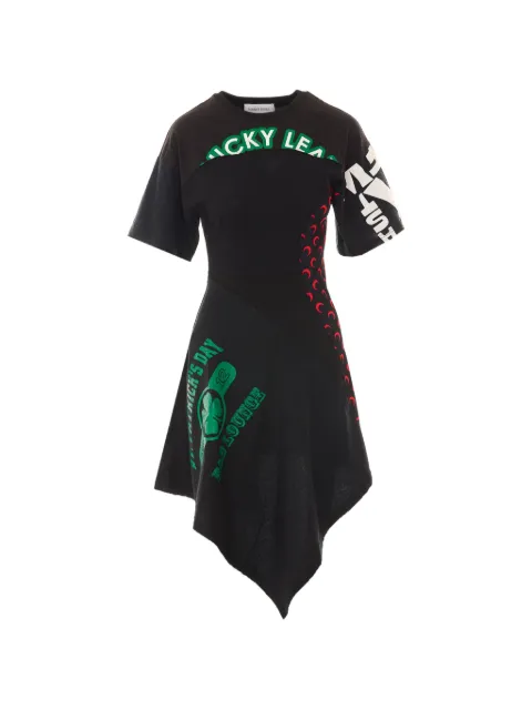 Marine Serre asymmetrical patchwork dress Black WDR465AUJER0003BK97